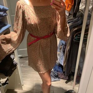 Floral flow-y dress.